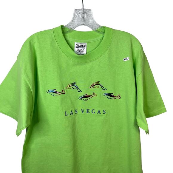 Vintage Gildan Las Vegas Dolphins Green T-Shirt Large Green - Picture 6 of 8